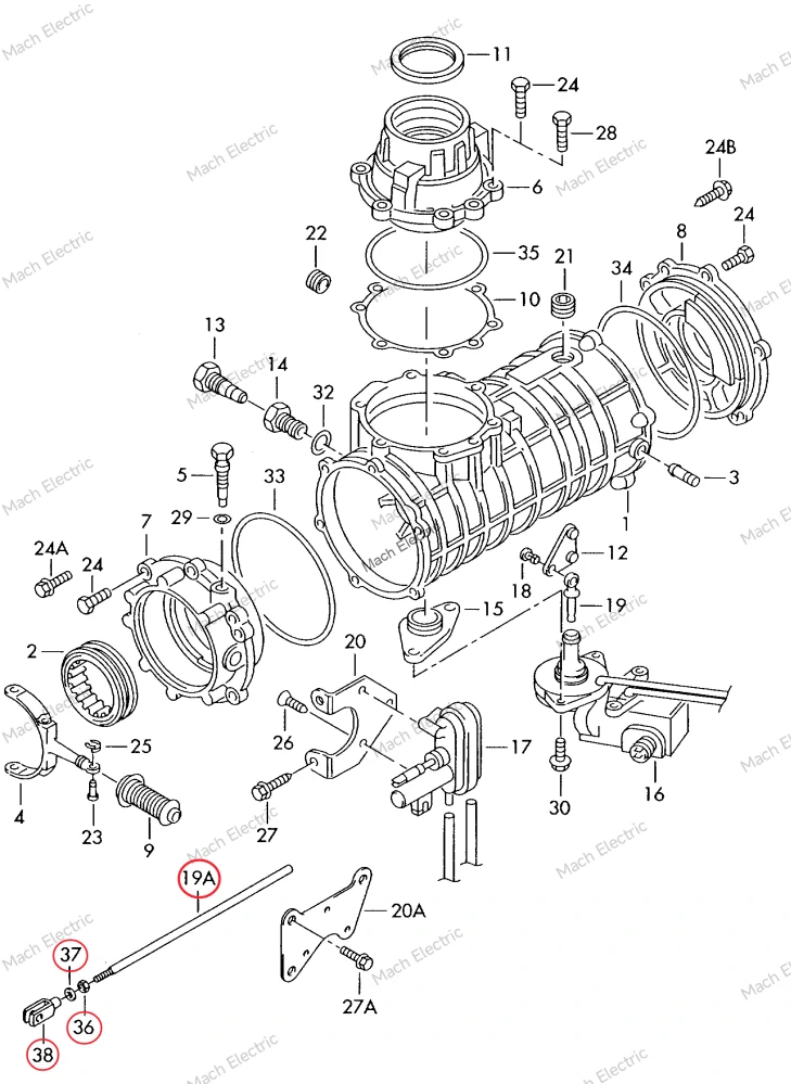 Táhlo aktuátor uzávěrky pro VW T4 Syncro