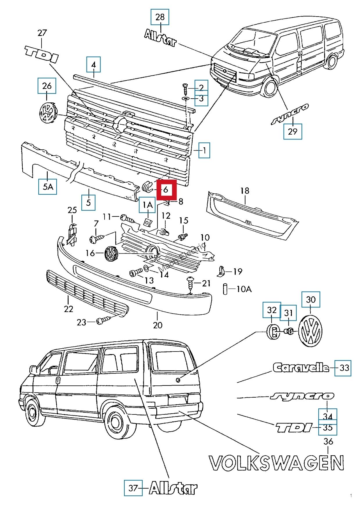 Příchytka mřížky VW T4